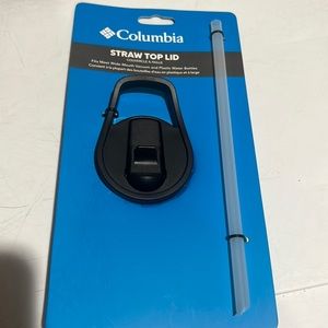 Straw top lid by Columbia. Fits most wide-mouth vacuum and plastic water bottles